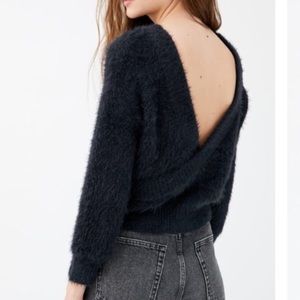 Urban outfitters Elsa Fuzzy Surplice-Back Sweater